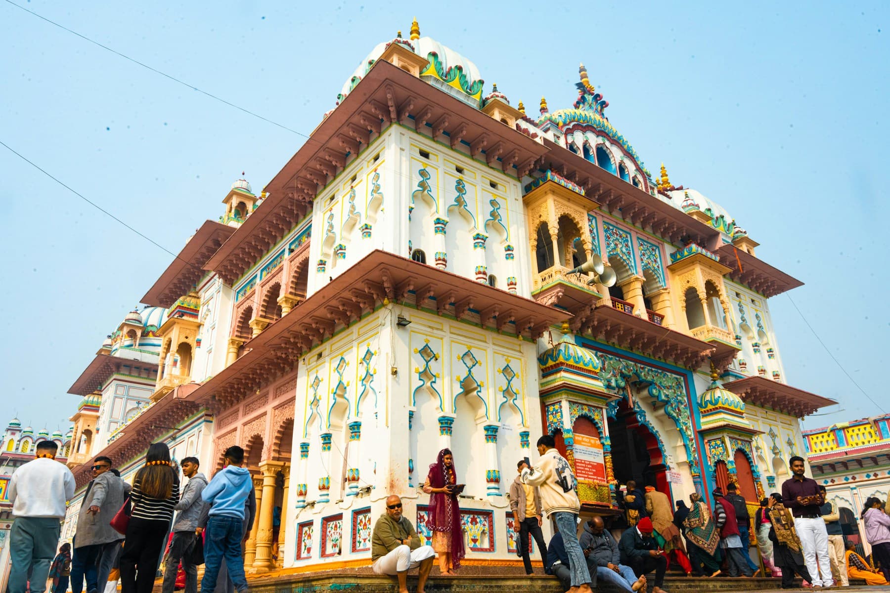 Visitors gathered around Janaki Temple in Janakpurdham.